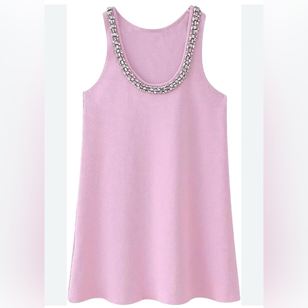Zara pink jeweled neckline dress/ tunic top in sz. M